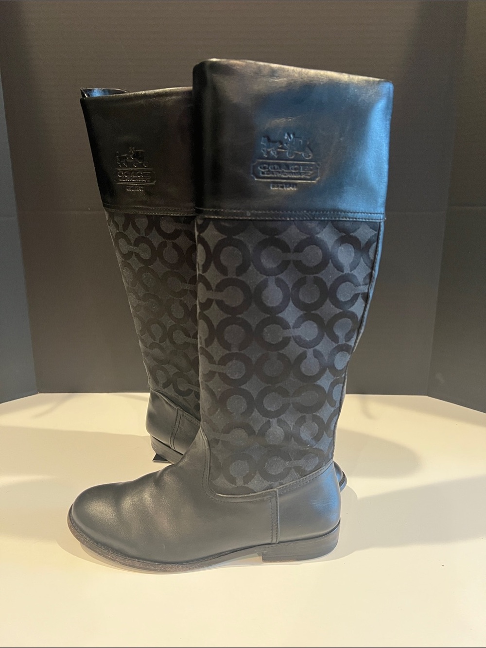 Coach Chrissi Black Signature Tall Riding Boots